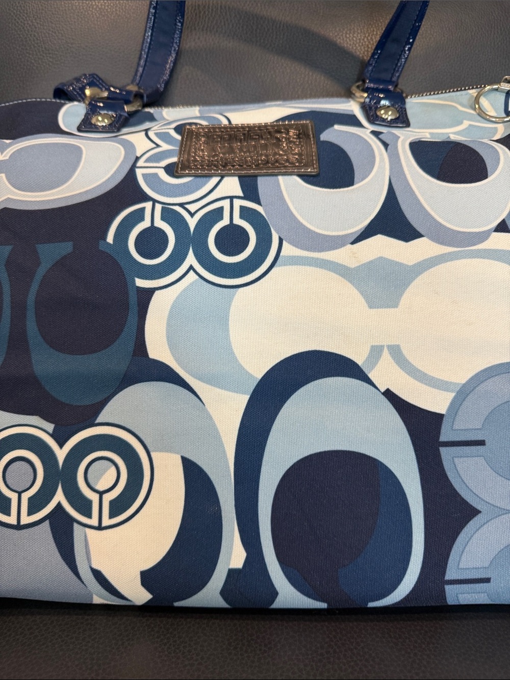 Coach Poppy Tote Navy and Light Blue Signature Tote excellent condition - Picture 8 of 14